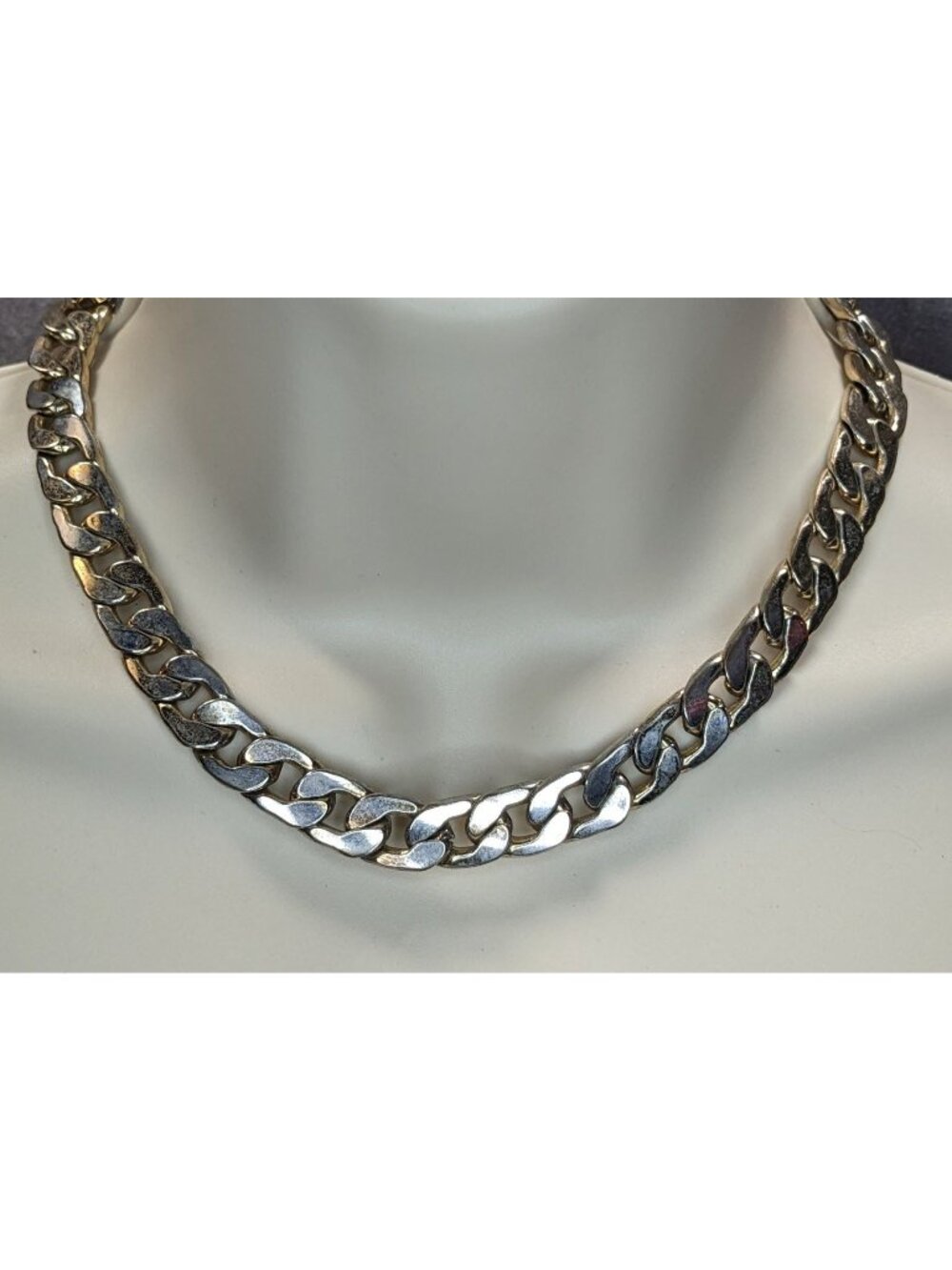 Grung Gold Silver Tone Chunky Curb Chain Necklace Two Tone Industrial Punk State